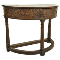 Antique 17th Century James I Jacobean Carved Oak Demi-lune Credence Table, circa 1620