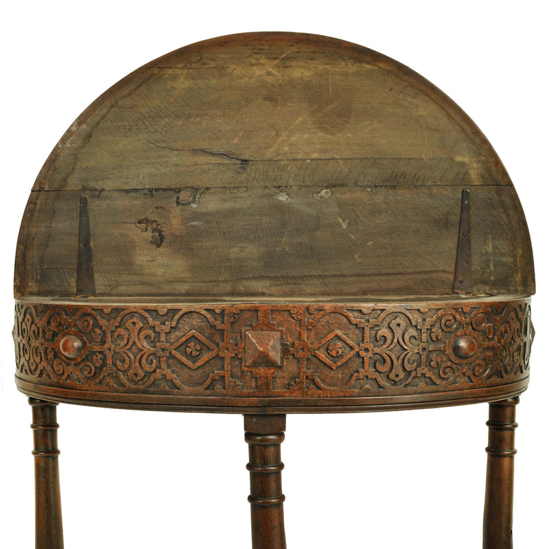 Antique 17th Century James I Jacobean Carved Oak Demi-lune Credence Table, circa 1620