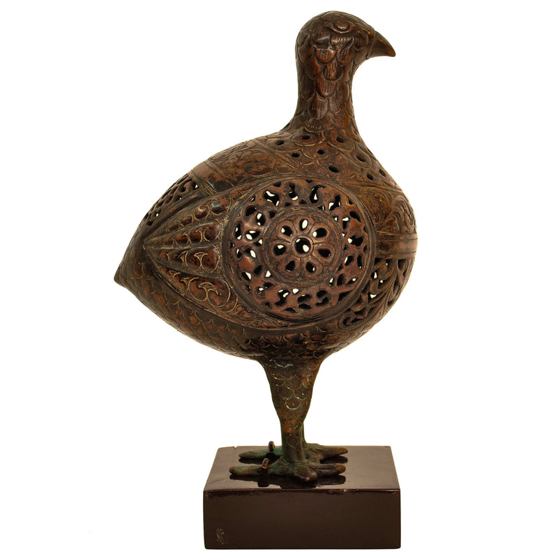 Ancient Persia 12th Century Islamic Bronze Seljuk Bird Pomander Statue Sculpture, Circa 1150