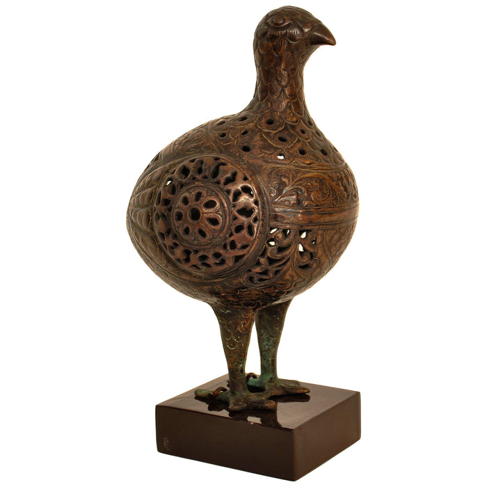 Ancient Persia 12th Century Islamic Bronze Seljuk Bird Pomander Statue Sculpture, Circa 1150