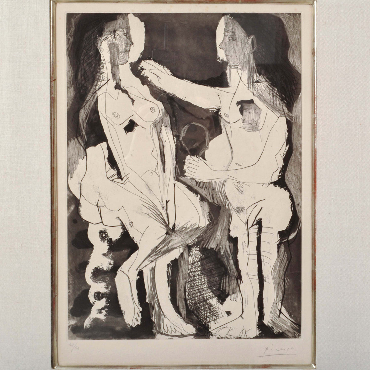 Pablo Picasso Aquatint Femmes nues au Miroir Sable Mouvant Signed Numbered 1965