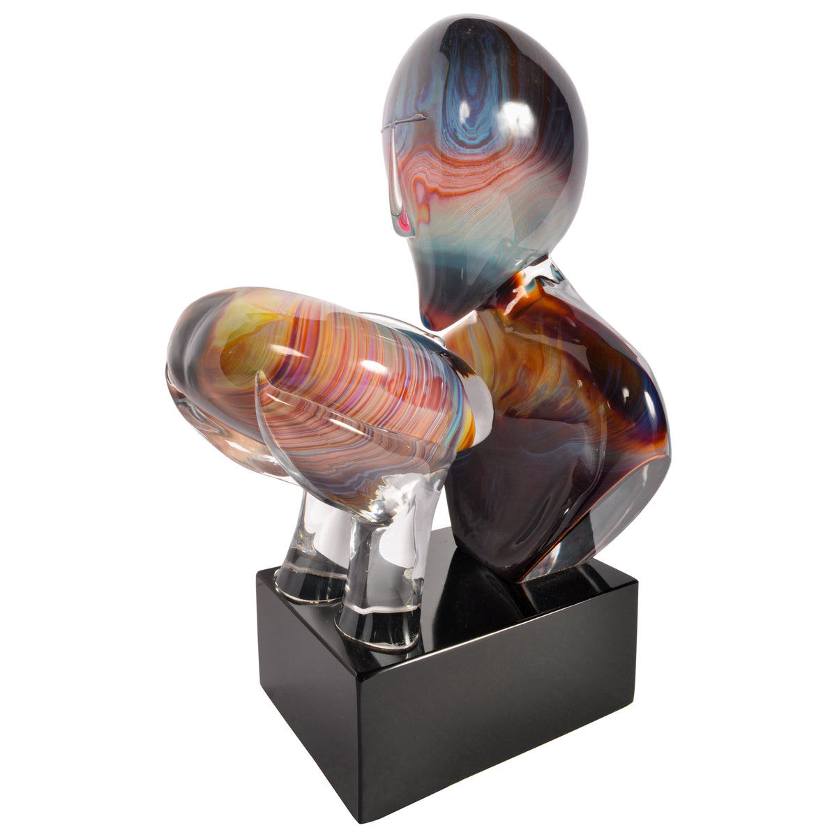 Italian Modernist Handblown Murano Glass Sculpture "The Kiss", Loredano Dino Rosin 1979 Signed
