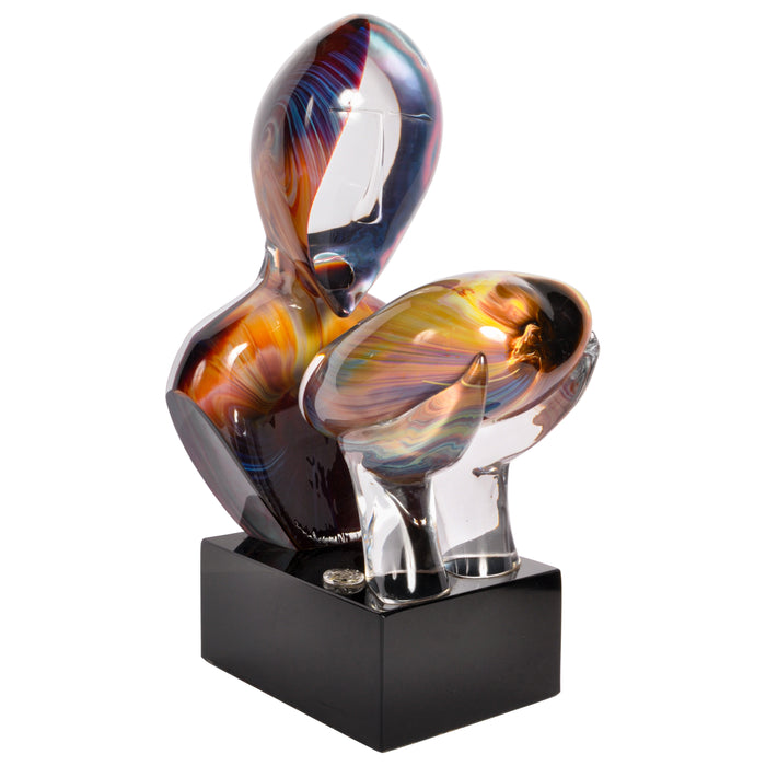 Italian Modernist Handblown Murano Glass Sculpture "The Kiss", Loredano Dino Rosin 1979 Signed