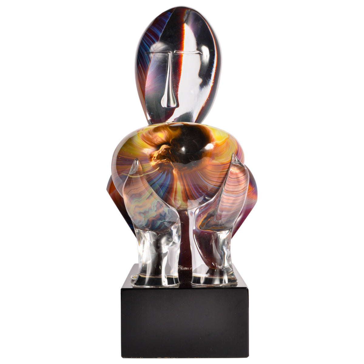 Italian Modernist Handblown Murano Glass Sculpture "The Kiss", Loredano Dino Rosin 1979 Signed