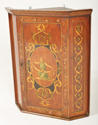 Antique Late Victorian Hand Painted Corner Cabinet, Circa 1875