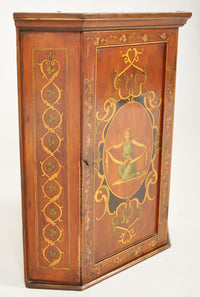 Antique Late Victorian Hand Painted Corner Cabinet, Circa 1875