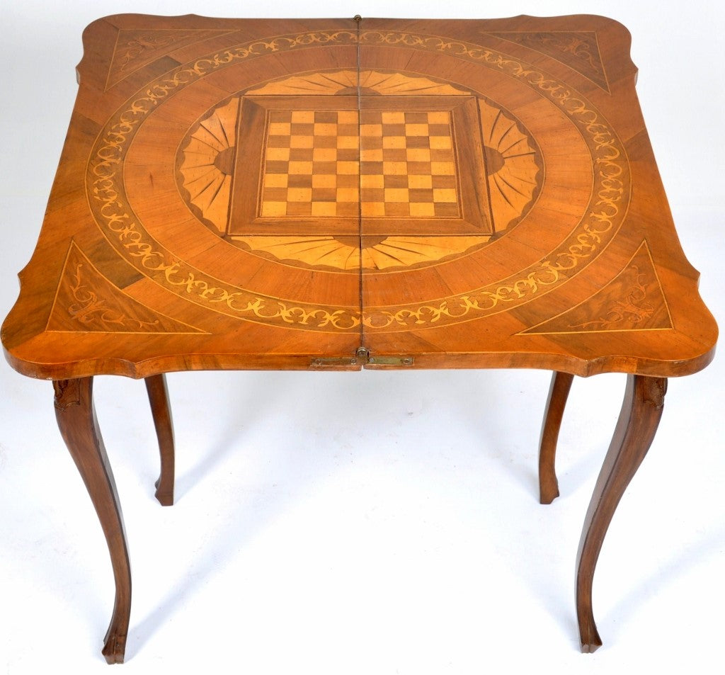 Antique French Provincial Inlaid Walnut Chess/Games Table, Circa 1890
