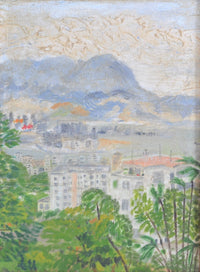 Impressionist Original Oil Painting Landscape of Hong Kong circa 1950s, Chinese Hu Shanyu (1909-1993)