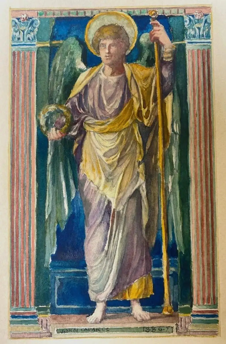 American Watercolor Angel Painting Stained Glass John La Farge New York 1886