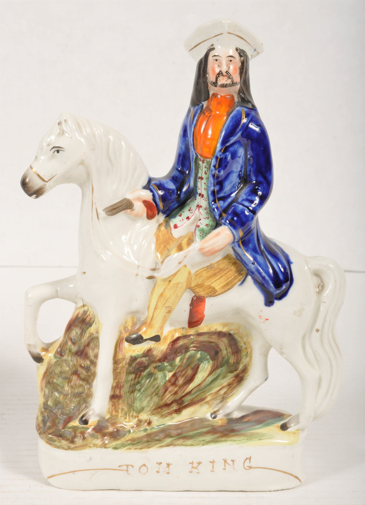 Pair of Antique Staffordshire Flat-Back Figurines Modeled as Highwaymen, Circa 1860