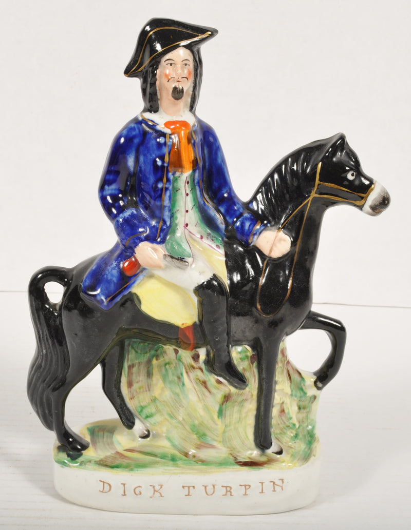 Pair of Antique Staffordshire Flat-Back Figurines Modeled as Highwaymen, Circa 1860