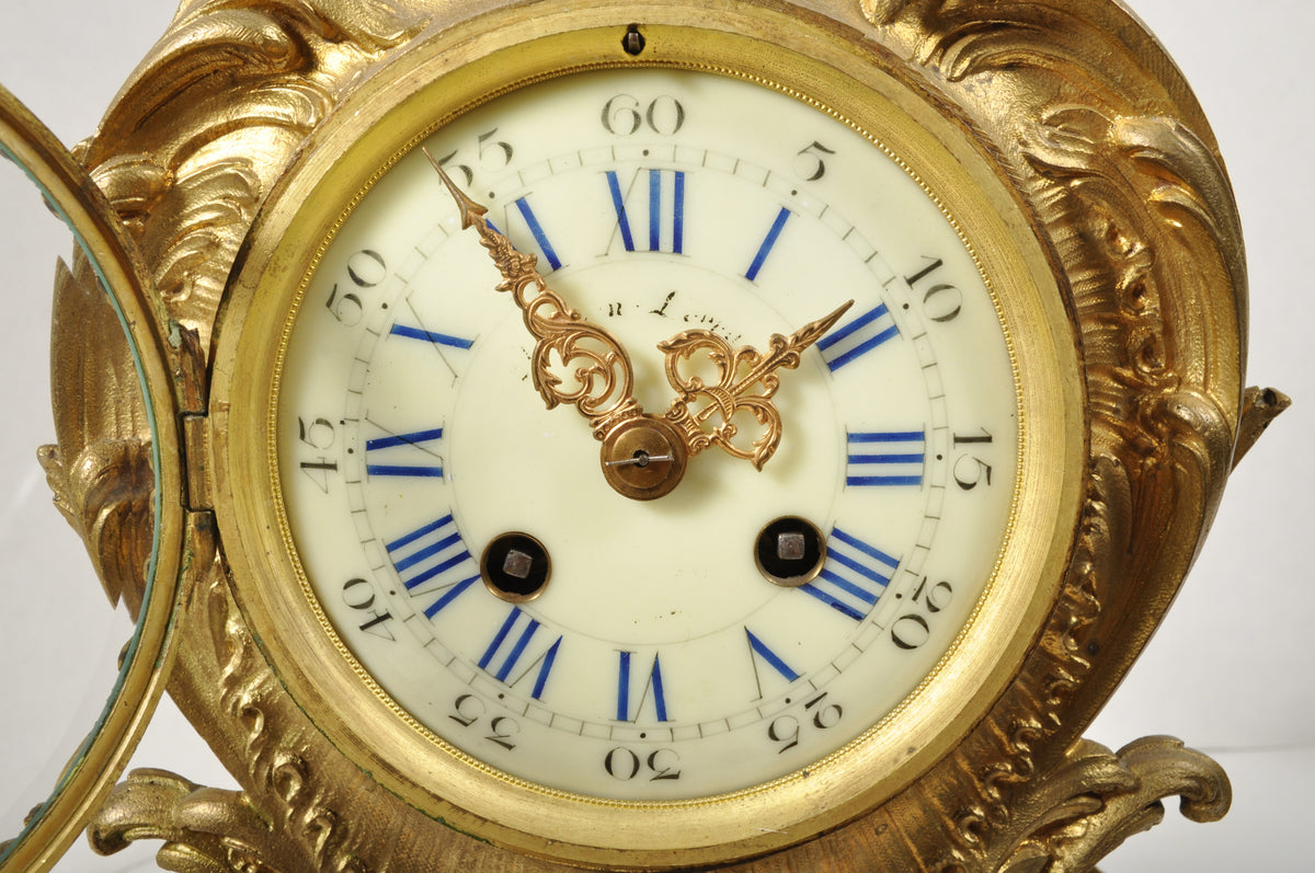Antique French Ormolu Eight Day Clock in the Rococo Style, Circa 1880