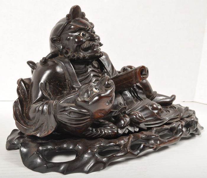 Antique Chinese Qinq Dynasty Rosewood Carving of an Immortal, Circa 1880