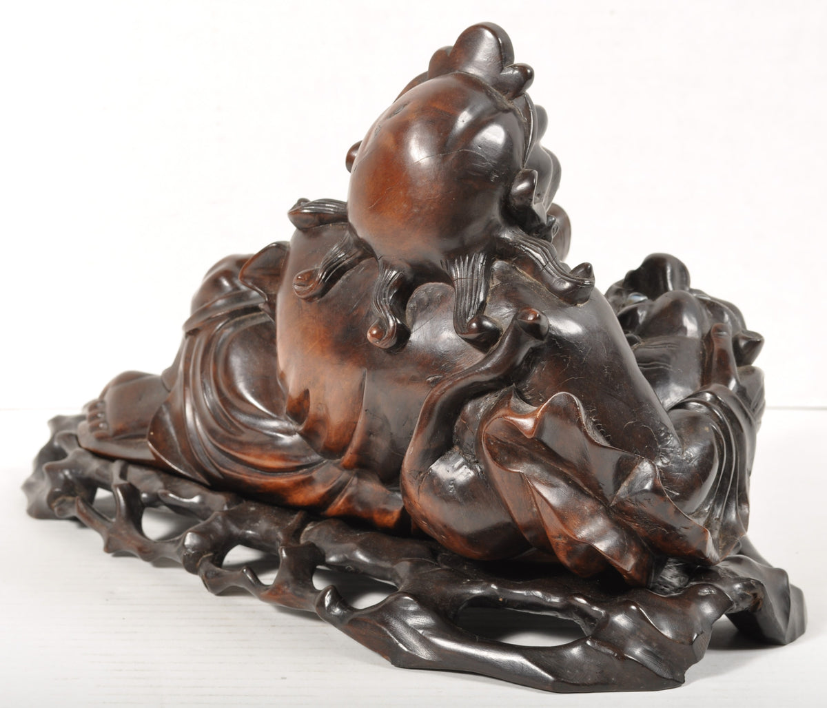 Antique Chinese Qinq Dynasty Rosewood Carving of an Immortal, Circa 1880