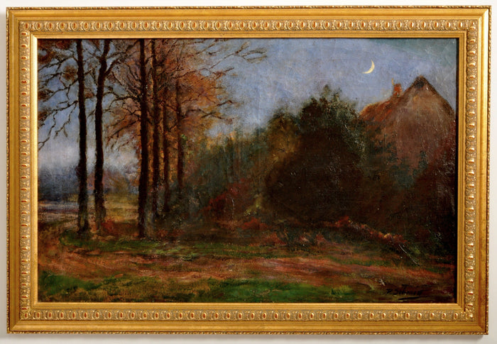 Antique Oil on Canvas Painting, "Night Landscape," by Paul Schmitt (1824-1885), Circa 1860