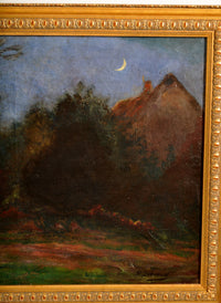 Antique Oil on Canvas Painting, "Night Landscape," by Paul Schmitt (1824-1885), Circa 1860