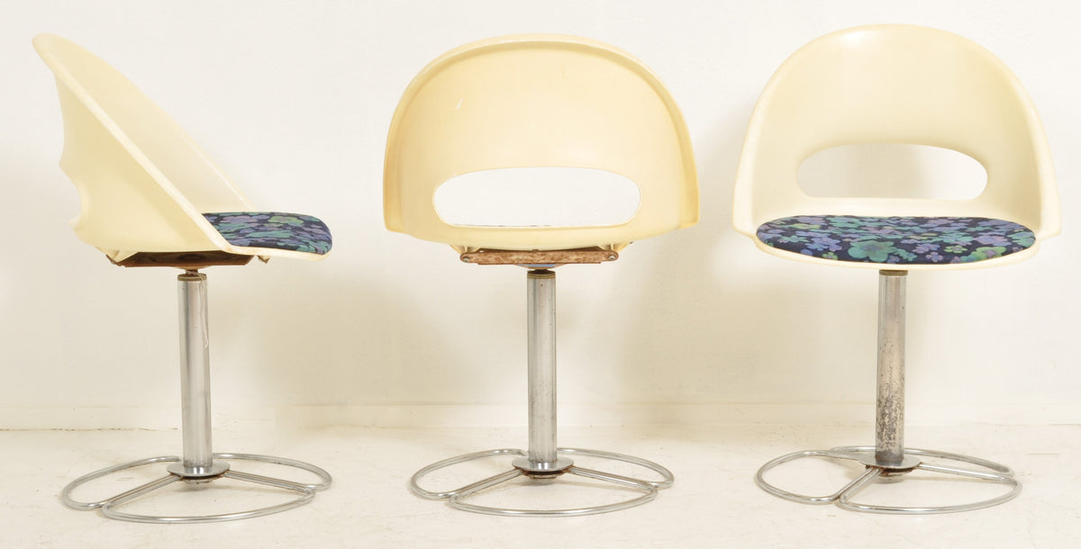 Set of 3 Mid-Century Modern Steel & Plastic Chairs, 1960s
